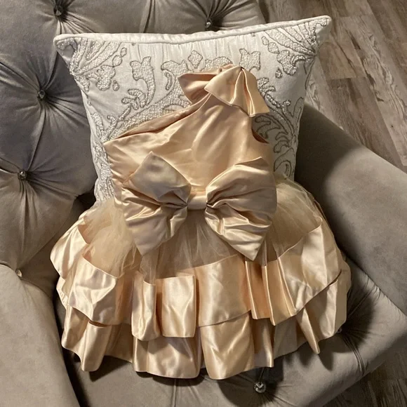 Satin Cream Tulle Tier Dress - Picture 4 of 7